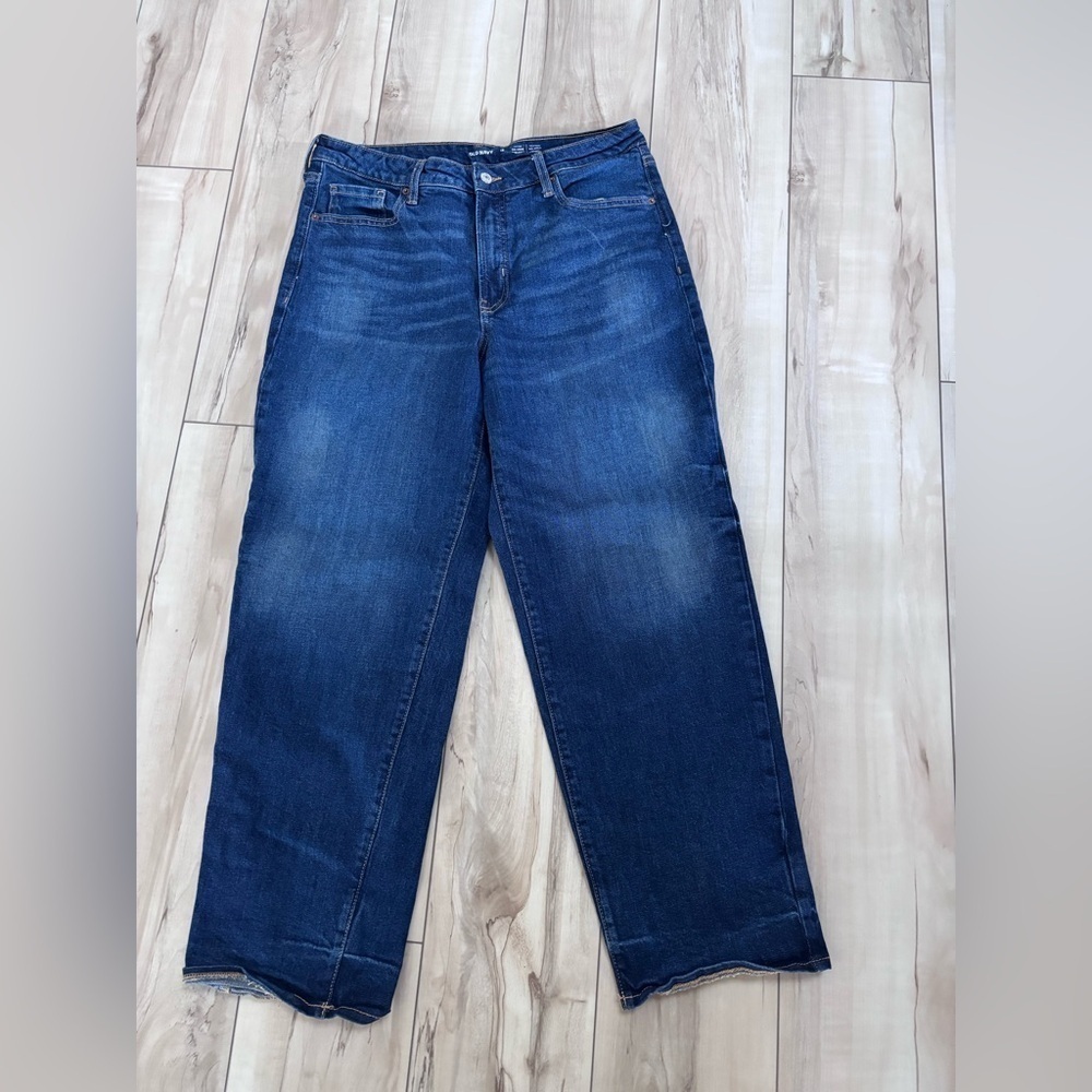 Old Navy Women's OG LOOSE Straight Leg Jeans - Dark Blue